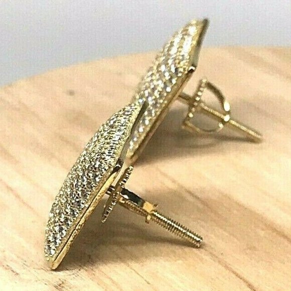 925 Sterling Silver Screw Back Earrings with Cubic Zirconia 3gr - Picture 3 of 4